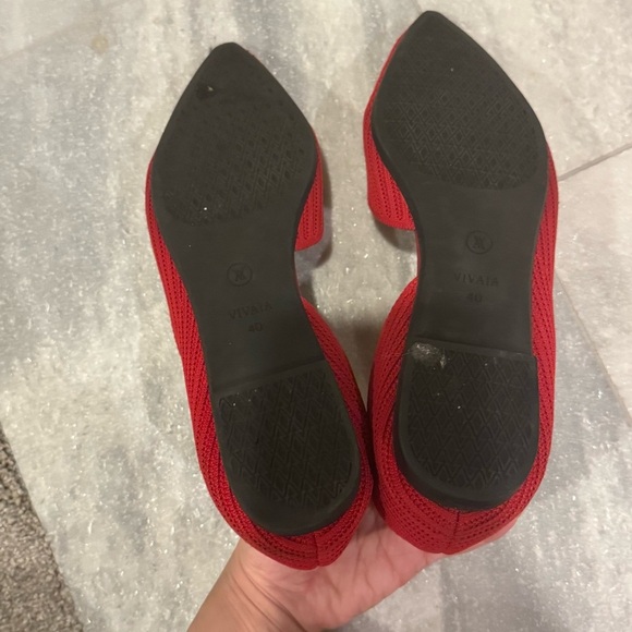 Vivaia Melia Pointed-Toe D'Orsay Flats Ballet Red Knit Slip On Shoes Size 40 - Picture 8 of 11